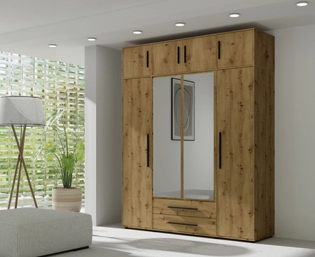 Nadstawka do szafy Maxione 198 cm dąb artisan funkcjonalna szafka powiększy miejsce do przechowywania ubrań obuwia i dodatków