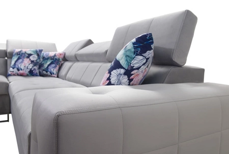 Narożnik z funkcją spania Hampton II szary popiel lewostronny stylowy narożnik rozkładany miękka tkanina obiciowa typu velvet