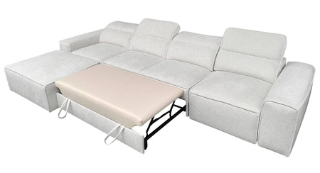 Narożnik z funkcją spania Viano XII szary lewostronny stylowy narożnik o ciekawym kształcie regulowane zagłówki ozdobne poduszki