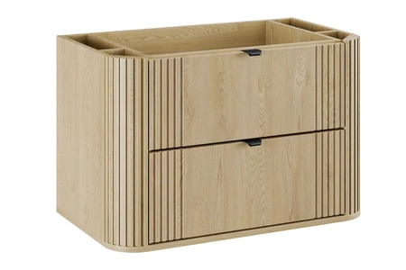 Szafka pod umywalkę Ovalia Cremona 80 cm dąb cremona stylowa szafka z szufladami zaokrąglony kształt dekoracyjne pionowe ryflowania
