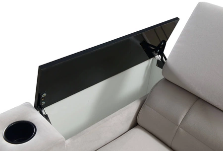 Narożnik z funkcją spania Belvi III szary prawostronny komfortowy i elegancki narożnik do salonu z praktycznym schowkiem w boczku