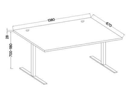 Biurko z regulacją wysokości Makana dąb artisan uniwersalny i funkcjonalny mebel z blatem 28 mm do biura gabinetu lub pokoju młodzieżowego