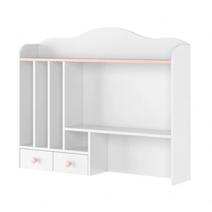 Nadstawka do biurka Luna 110 cm biały / różowy sekretarzyk z półkami funkcjonalny dodatek do uporządkowania strefy nauki