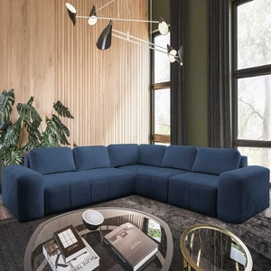 Narożnik z funkcją spania Bovec III niebieski prawostronny niezwykle stylowy narożnik rozkładany doskonały do przestronnego salonu