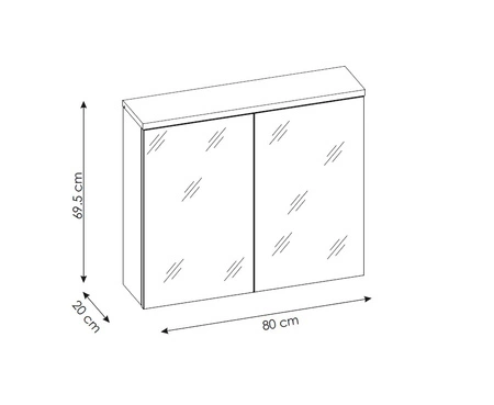 Szafka łazienkowa wisząca z lustrem Bali 80 cm szary / dąb wotan elegancka i nowoczesna szafka o minimalistycznej konstrukcji