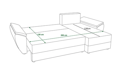 Narożnik z funkcją spania Fogu II indyjski róż prawostronny stylowy narożnik z komfortowymi podłokietnikami i pojemnikiem na pościel