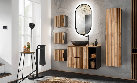 Szafka łazienkowa wisząca Xilo 20 cm czarna funkcjonalna szafka pod blat regał idealnie dopełni aranżację