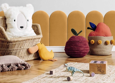 Panel tapicerowany Wally 30x60 cm żółty stylowy panel ścienny płotek welurowa tkanina modne wykończenie każdej aranżacji