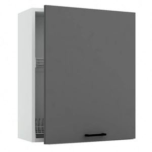 Szafka kuchenna wisząca z suszarką do naczyń Clara W60SU ALU szafka do kuchni odporna na działanie wilgoci czarne metalowe uchwyty