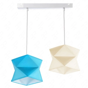 Lampa wisząca podwójna Quasar designerska lampa sufitowa do pokoju dziecięcego lub niemowlęcego z kolorowymi abażurami i białą metalową podstawą