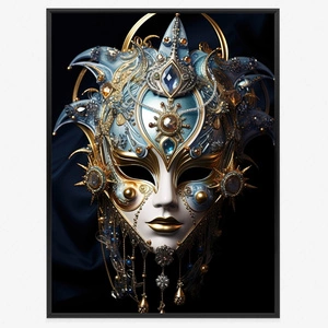 Plakat wenecka maska karnawałowa 70x100 plakat w ramie precyzyjny wydruk ze stylową grafiką doskonała dekoracja do salonu lub sypialni