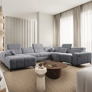 Narożnik z funkcją spania Penejos VIII szary lewostronny stylowy narożnik rozkładany wykonany z wytrzymałej tkaniny