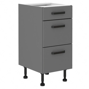 Szafka kuchenna stojąca z szufladami Verdi 40 D 3S BB szafka odporna na działanie wilgoci i uszkodzenia czarny metalowy uchwyt