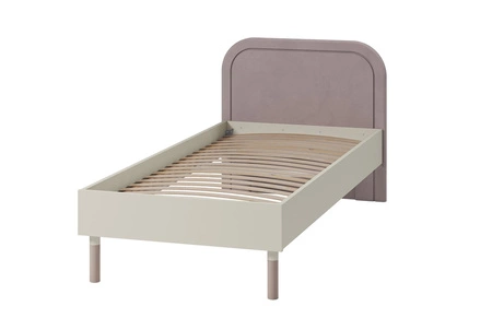 Łóżko Harmony 90x200 cm beżowy / truflowy wygodne łóżko do pokoju dziecięcego z miękkim tapicerowanym zagłówkiem