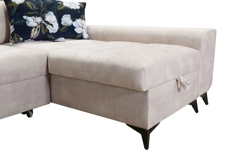 Narożnik z funkcją spania Buffalo XII szary popiel prawostronny stylowy i funkcjonalny narożnik rozkładany z pojemnikiem na pościel