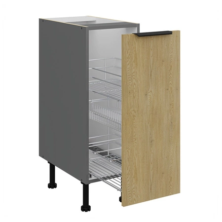 Zestaw mebli kuchennych Corsico 300 cm eleganckie szafki kuchenne z metalowymi uchwytami krawędziowymi szafka z koszem cargo