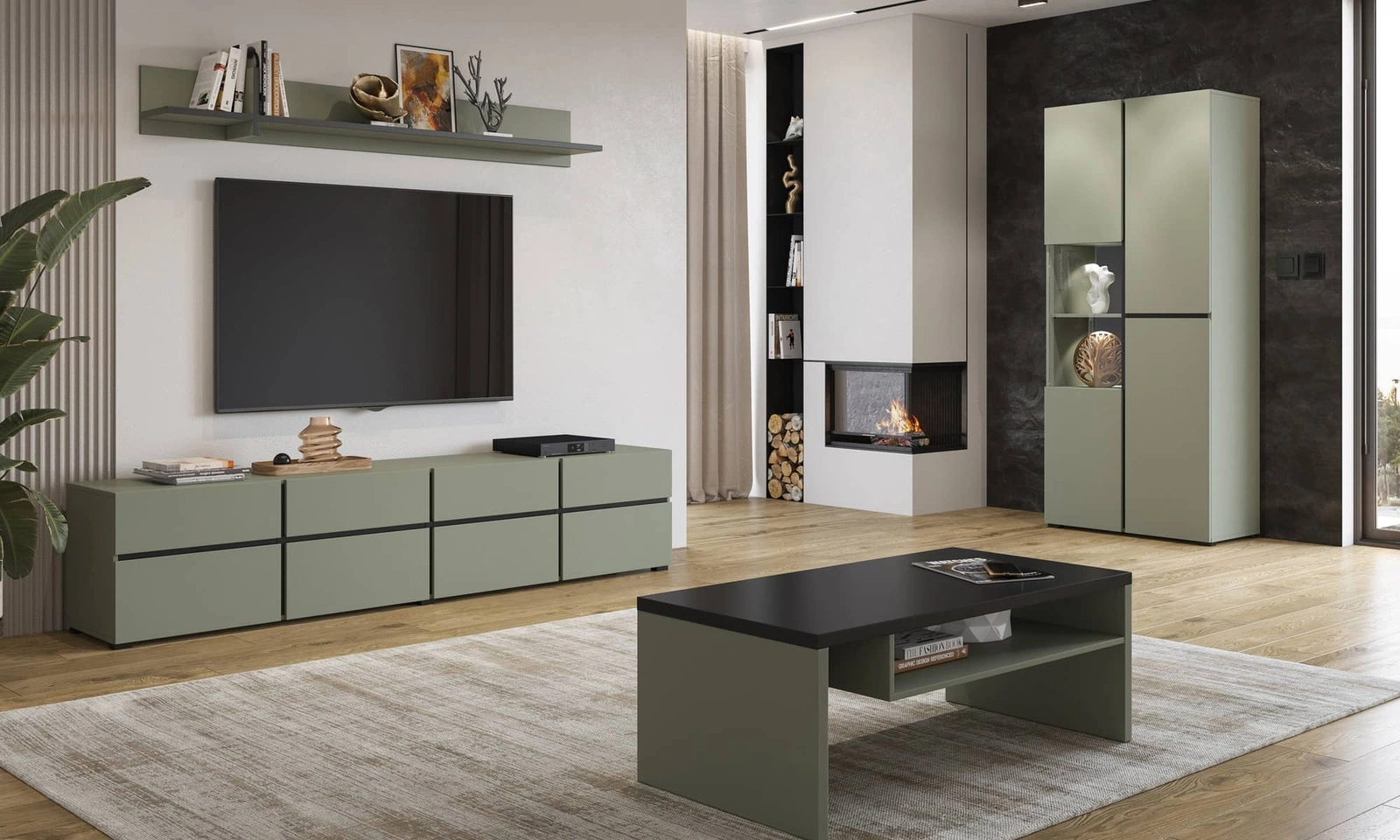 Półka wisząca Cross 180 cm w kolorze zielonym