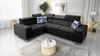 Narożnik z funkcją spania Hampton II czarny lewostronny stylowy narożnik rozkładany miękka tkanina obiciowa typu velvet