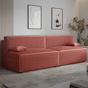 Kanapa rozkładana Brandon XL indyjski róż nowoczesny design i szeroka funkcjonalność trójwymiarowa tkanina o wyrazistych prążkach