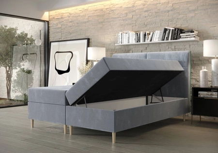 Łóżko kontynentalne Voltera 140x200 bordowy w nowoczesnym skandynawskim stylu z charakterystycznym wezgłowiem