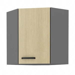 Szafka kuchenna narożna wisząca Chevron 60x60 GN-72 1F front z ozdobnym dekorem jodełki szafka odporna na działanie wilgoci i uszkodzenia