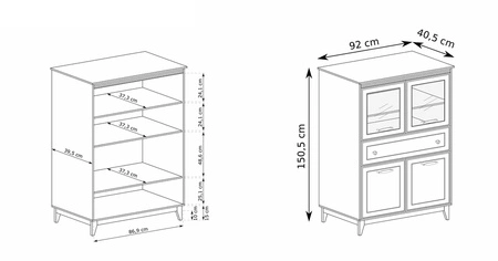 Zestaw mebli Windsor beżowy / dąb elegancka meblościanka o naturalnej kolorystyce stabilna drewniana podstawa uchwyty w kolorze miedzi