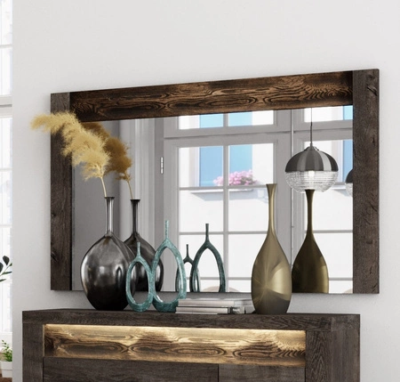 Lustro wiszące Indiana 120x80 cm jesion ciemny prostokątne lustro w ramie idealny dodatek do przedpokoju sypialni lub garderoby