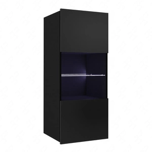 Witryna wisząca Apulia 45 cm czarny połysk minimalistyczny design stylowa witryna do salonu prosta bryła wpisująca się w każde wnętrze