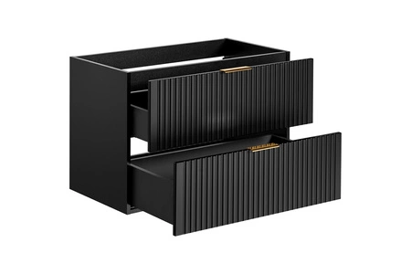 Zestaw mebli łazienkowych Adeel czarny stylowe meble z ryflowanymi frontami odporne i trwałe zestaw z szafką do umywalki nablatowej