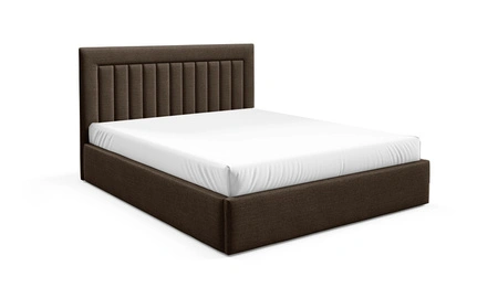 Łóżko tapicerowane Togo 180x200 brązowe eleganckie i funkcjonalne łóżko do sypialni gustowne pionowe przeszycia na wezgłowiu