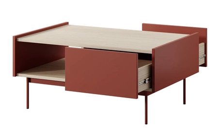 Zestaw mebli Vellore ceglasty elegancka meblościanka o oryginalnym designie subtelnie obniżone blaty stanowią dekorację mebli