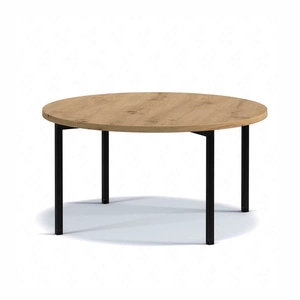 Stolik kawowy okrągły 80 cm Sampi dąb artisan ponadczasowy i lekki design solidna metalowa podstawa idealny stolik do każdej aranżacji