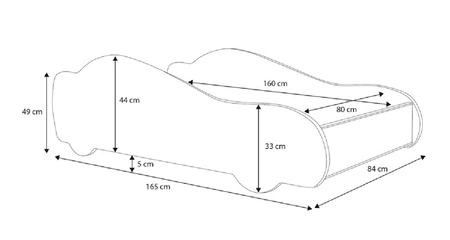 Łóżko Batcar 80x160 cm designerskie łóżko z materacem w kształcie samochodu z ozdobnym nadrukiem wykonane z solidnych materiałów