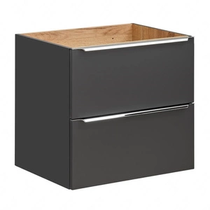 Szafka pod umywalkę Capri 60 cm czarna nowoczesny design szafki do łazienki z szufladami metalowy uchwyt krawędziowy