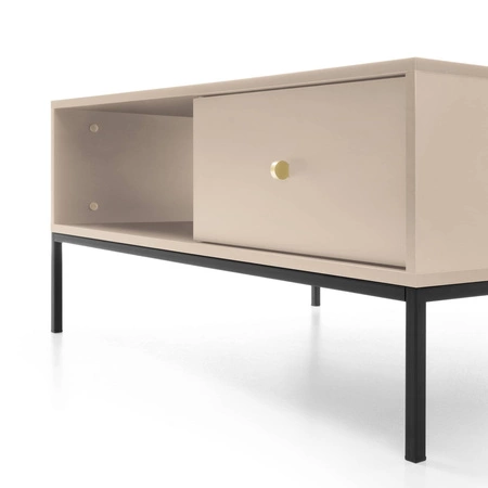 Stolik kawowy Mono beżowy z szufladami minimalistyczny design blat odporny na rozlane ciecze