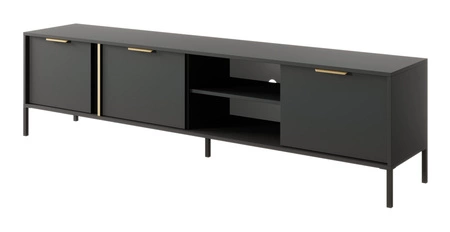 Zestaw mebli Golden antracytowy nowoczesny design meblościanka do salonu lub pokoju dziennego złoty uchwyt krawędziowy