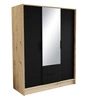 Szafa z lustrem Norel 150 cm dąb artisan / czarny stylowa szafa o nowoczesnym designie z ryflowanymi frontami i pojemnymi szufladami