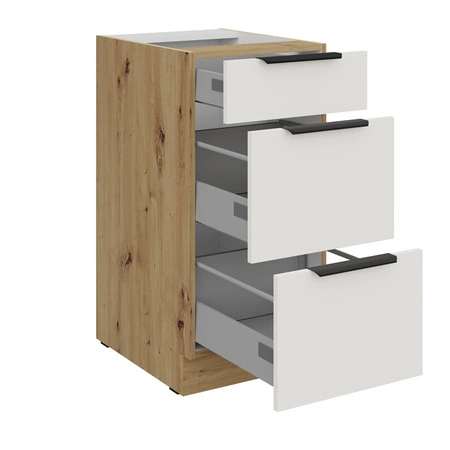 Zestaw mebli kuchennych Corato Ar 255 cm stylowe szafki kuchenne z frontami wykonanymi w technologii anti fingerprint metalowe uchwyty