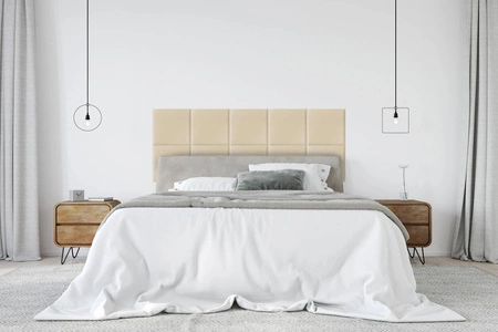 Panel tapicerowany Quadra 40x40 cm kremowy stylowy panel ścienny kwadrat welurowa tkanina modne wykończenie każdej aranżacji