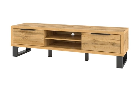 Zestaw mebli do salonu Halle dąb wotan stylowy design stabilna metalowa podstawa uchwyty krawędziowe meble w stylu loftowym