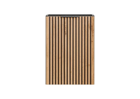 Szafka pod umywalkę Xilo 40 cm czarny / dąb wotan elegancka szafka do łazienki z ryflowanym frontem odporna na działanie wilgoci