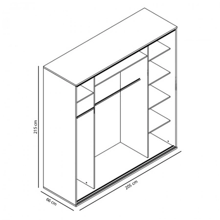 Szafa przesuwna z lustrem Penelopa 205 cm kasztan wenge nowoczesny design szafy aluminiowe prowadnice drzwi oraz system jezdny