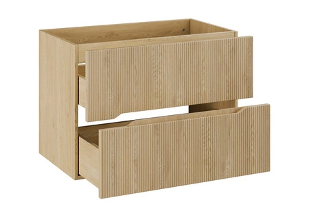 Szafka pod umywalkę Nordic Cremona 80 cm dąb cremona nowoczesna szafka do łazienki z ryflowaniami na froncie frezowane uchwyty