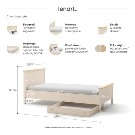 Zestaw mebli Story beżowy / dąb vincenza bielona stylowe meble do pokoju młodzieżowego o subtelnym wykończeniu modna kolorystyka