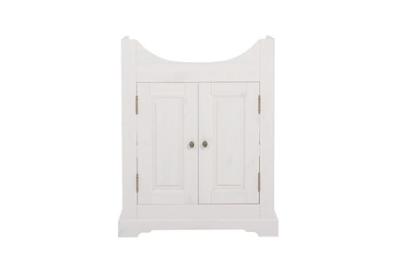 Zestaw mebli łazienkowych Romantic biały eleganckie drewniane szafki do łazienki w stylu klasycznym gustowne metalowe uchwyty