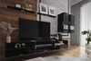 Meblościanka Kiria czarna / czarny połysk uniwersalna i stylowa meblościanka do salonu system otwierania drzwi i szuflad push to open