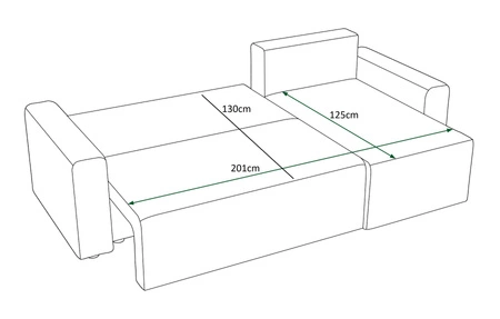 Narożnik z funkcją spania Brandon Bis beżowy prawostronny miękka tkanina o charakterystycznej pętelkowej powierzchni pojemnik na pościel