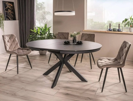 Krzesło tapicerowane Ralph ciemny beż nowoczesne oraz funkcjonalne krzesło do jadalni z metalowymi nogami