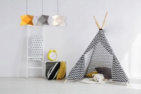 Lampa wisząca potrójna Quasar designerska lampa sufitowa do pokoju dziecięcego z kolorowymi abażurami i niebieską metalową podstawą