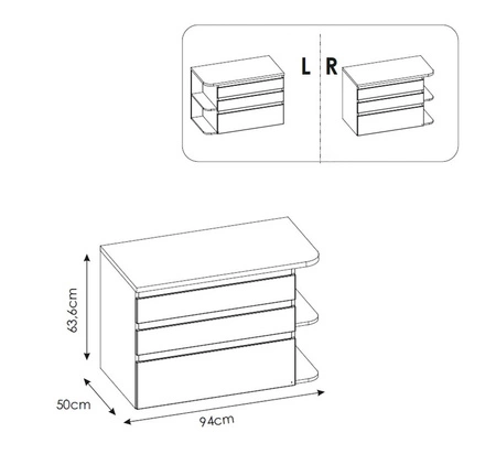 Zestaw mebli łazienkowych Platinum biały połysk / dąb craft złoty nowoczesny design zestaw mebli z szafką pod umywalkę nablatową